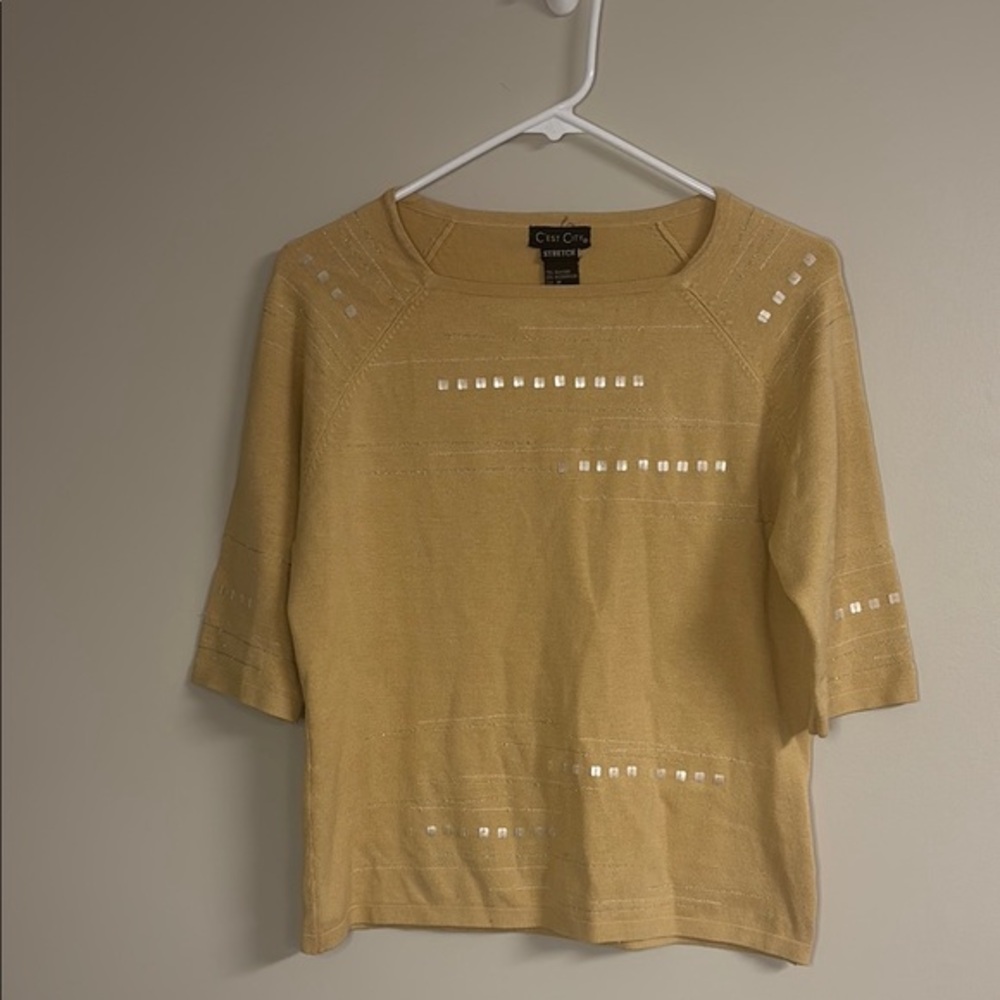 C’est City Yellow 3/4 Sleeve Boxy Blouse Silk